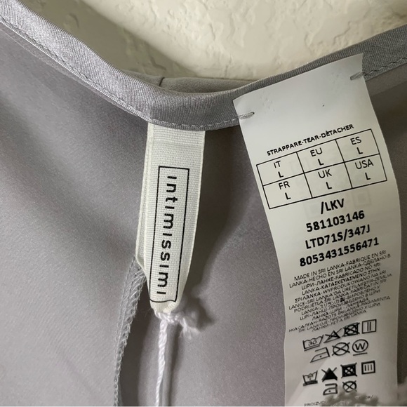Intimissimi Womens ice gray lace silk slip dress L NEW - Picture 10 of 11